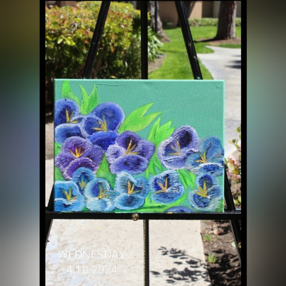 Original Floral Landscape Collection Painting Titled "Viola Pansies" Size14"x11"